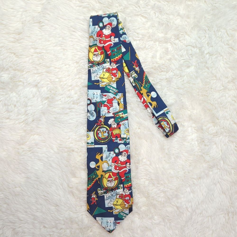 Cape Cod Christmas Tie With Santa And Rudolph Vintage Print